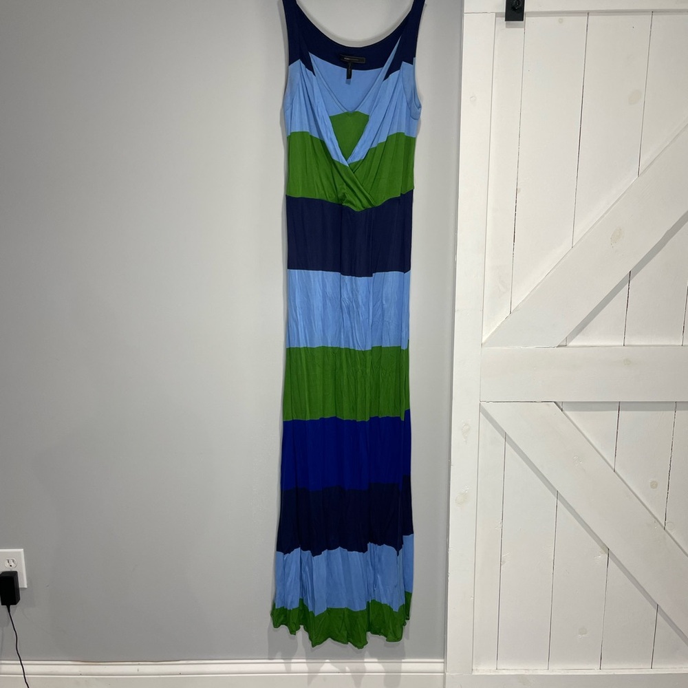 BCBG Green and Blue Sleeveless V-Neck Maxi Sundress